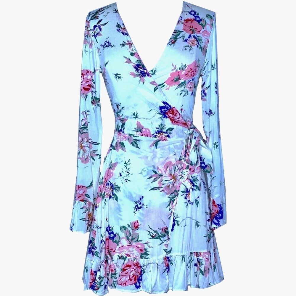 Women Floral Kimono Wrap Dress